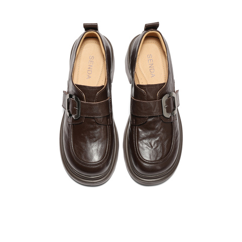 森达牛津鞋女2026春新商场同款抓纹粗高跟舒适单鞋XXC01AM6