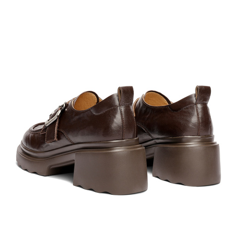 森达牛津鞋女2026春新商场同款抓纹粗高跟舒适单鞋XXC01AM6