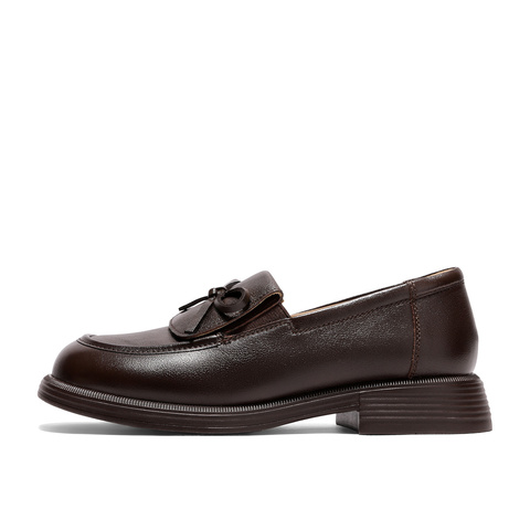 森达乐福鞋女2026春新款学院风蝴蝶结休闲单鞋WP063AA6