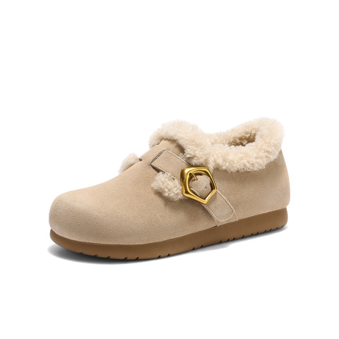 森达勃肯鞋女2026春季新款毛绒保暖舒适休闲毛毛鞋ZTK14AM6