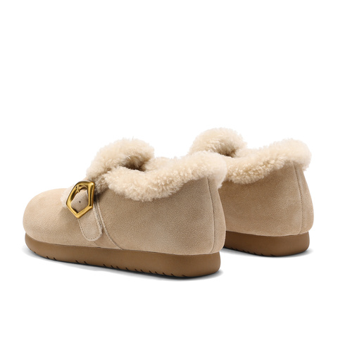 森达勃肯鞋女2026春季新款毛绒保暖舒适休闲毛毛鞋ZTK14AM6