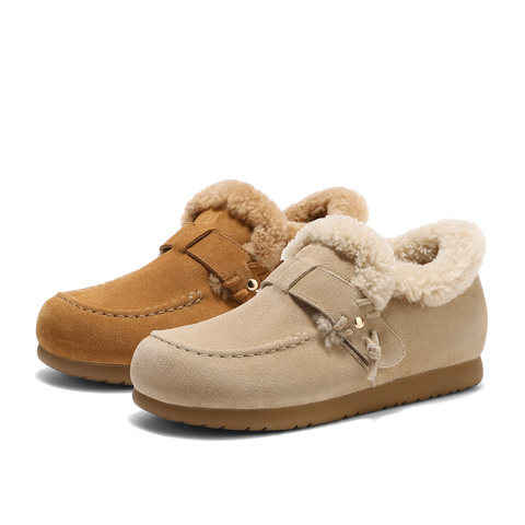 森达勃肯鞋女2026春季新款毛绒保暖舒适休闲毛毛鞋ZTK16AM6