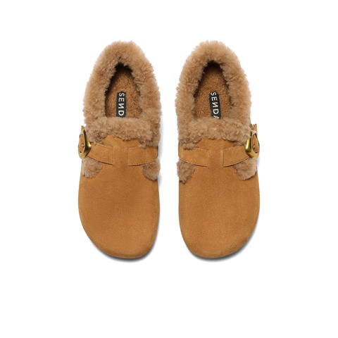 森达勃肯鞋女2026春季新款毛绒保暖舒适休闲毛毛鞋ZTK14AM6