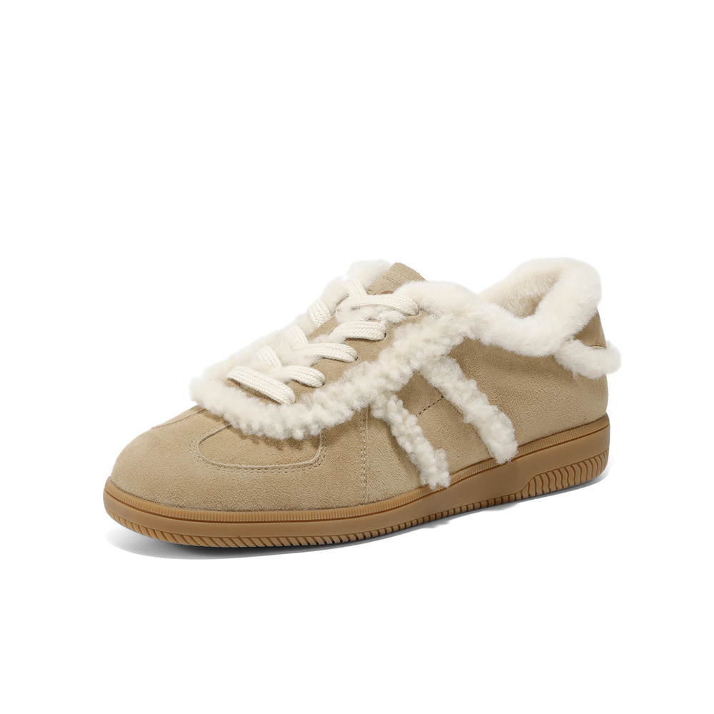 森达毛毛鞋女2026春新德训户外休闲保暖休闲板鞋4QSB7AM6