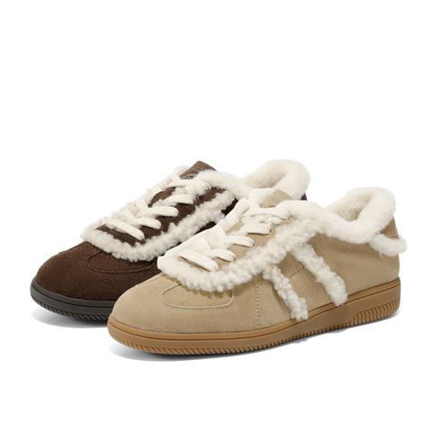 森达毛毛鞋女2026春新德训户外休闲保暖休闲板鞋4QSB7AM6