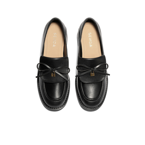 森达乐福鞋女款2026春新蝴蝶结一脚蹬粗跟通勤单鞋ZTJ11AA6