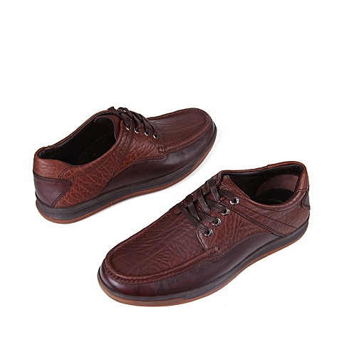 skap圣伽步男子传统休闲猪皮深口鞋秋季专柜同款深啡2031294184