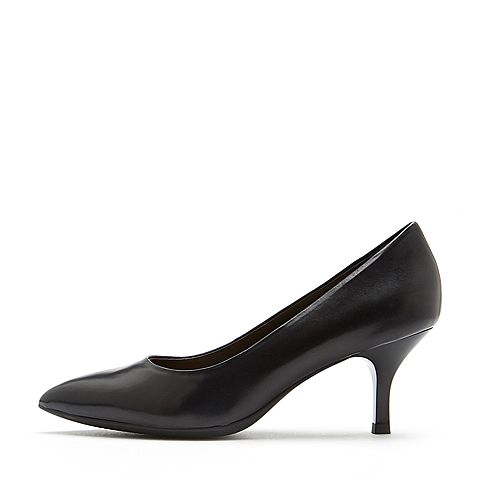 SKAP/圣伽步秋季专柜同款黑色羊皮时尚通勤高跟女浅口单鞋10710692