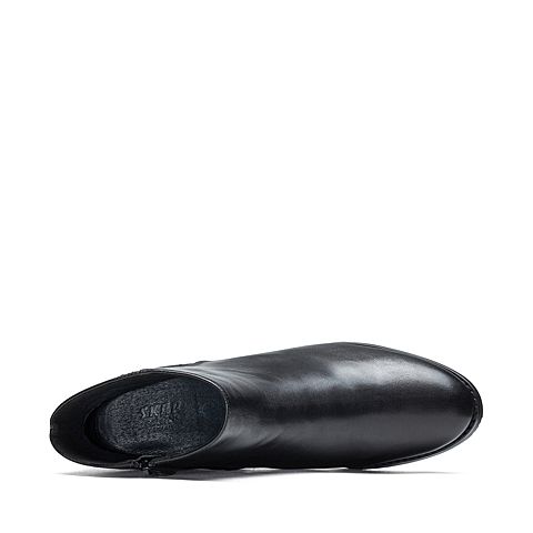 SKAP/圣伽步2017秋冬专柜同款黑色牛皮革女短靴10710961