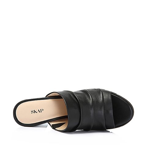 SKAP/圣伽步夏季专柜同款羊皮时尚粗高跟女凉拖鞋10810231