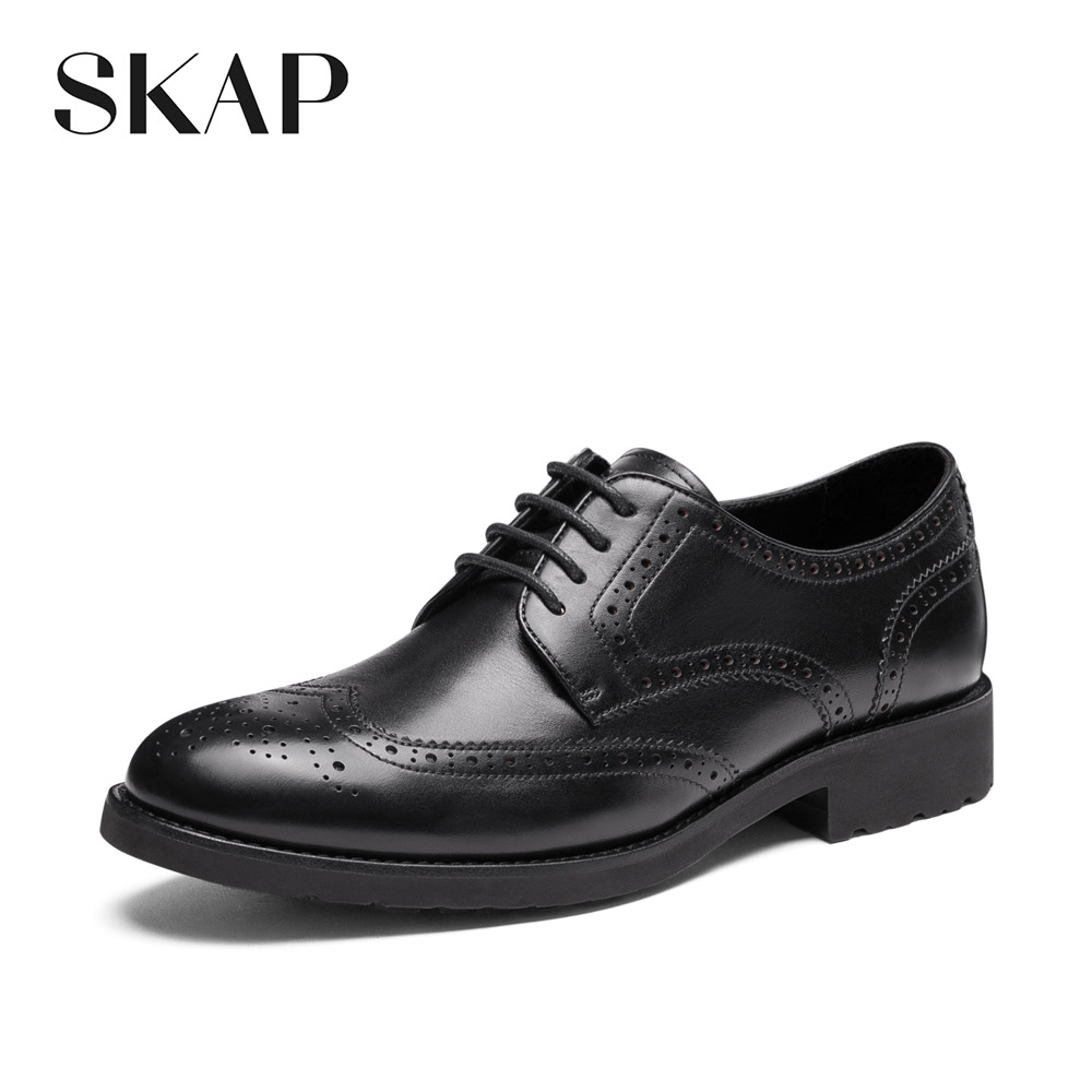 SKAP/圣伽步秋冬专柜同款牛皮面布洛克商务男皮单鞋15816051