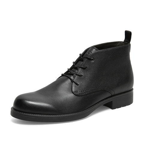SKAP/圣伽步冬季商场同款简约真皮男靴系带商务男短靴NNEA6304