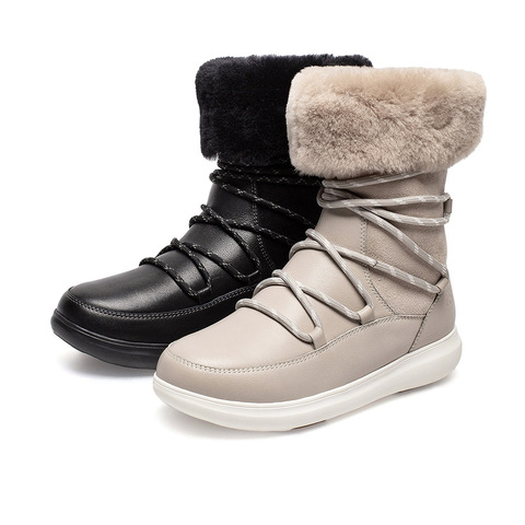 SKAP圣伽步2021冬季新款商场同款舒适平底雪地靴女中高靴AAE08DS1