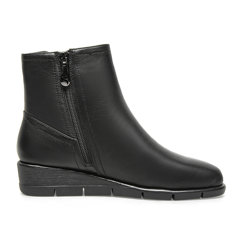 SKAP圣伽步2021冬季新款商场同款牛皮革舒适坡跟女短靴ABG01DD1