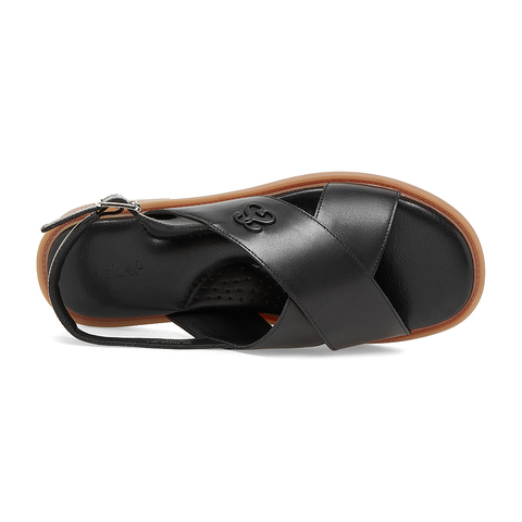 SKAP圣伽步2023夏季新款商场同款牛皮革舒适平跟女凉鞋ADZ02BL3