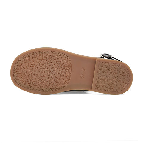 SKAP圣伽步2023夏季新款商场同款牛皮革舒适平跟女凉鞋ADZ02BL3