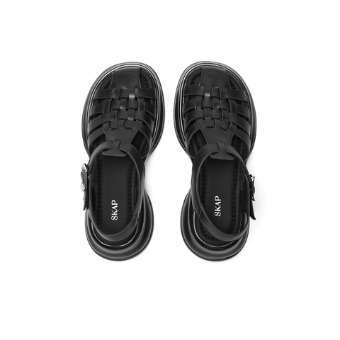 SKAP圣伽步2023夏季新款时尚厚底镂空包头罗马鞋女凉鞋AFD01BL3