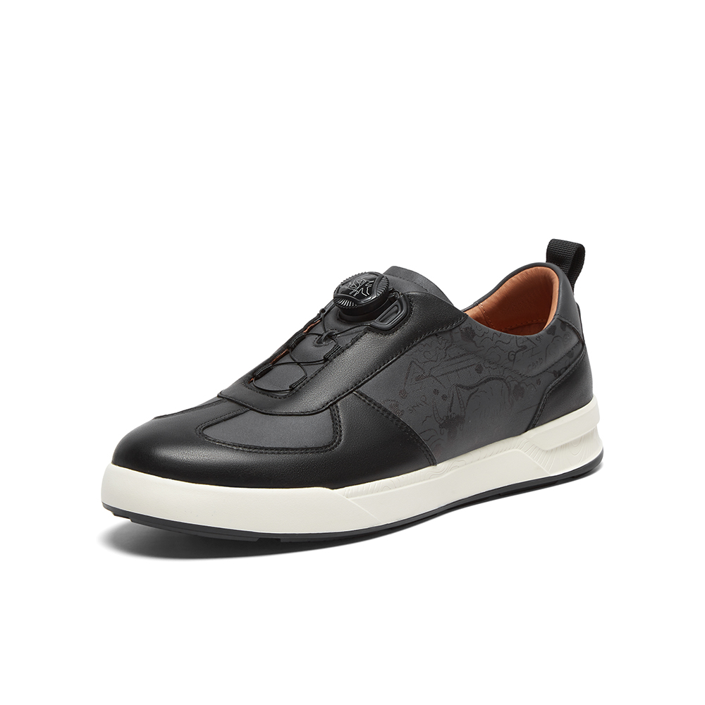 SKAP圣伽步2024秋季新款商场同款涂鸦便携牛皮革男休闲鞋A5K14CM4