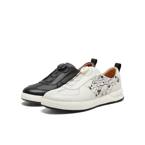 SKAP圣伽步2024秋季新款商场同款涂鸦便携牛皮革男休闲鞋A5K14CM4