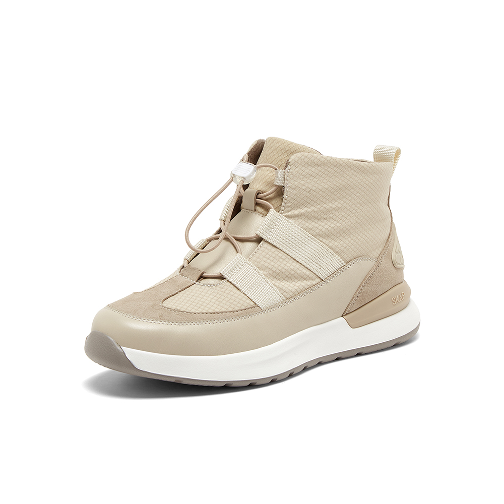 SKAP圣伽步女鞋2024冬季新款简约系带厚底休闲靴女款低靴