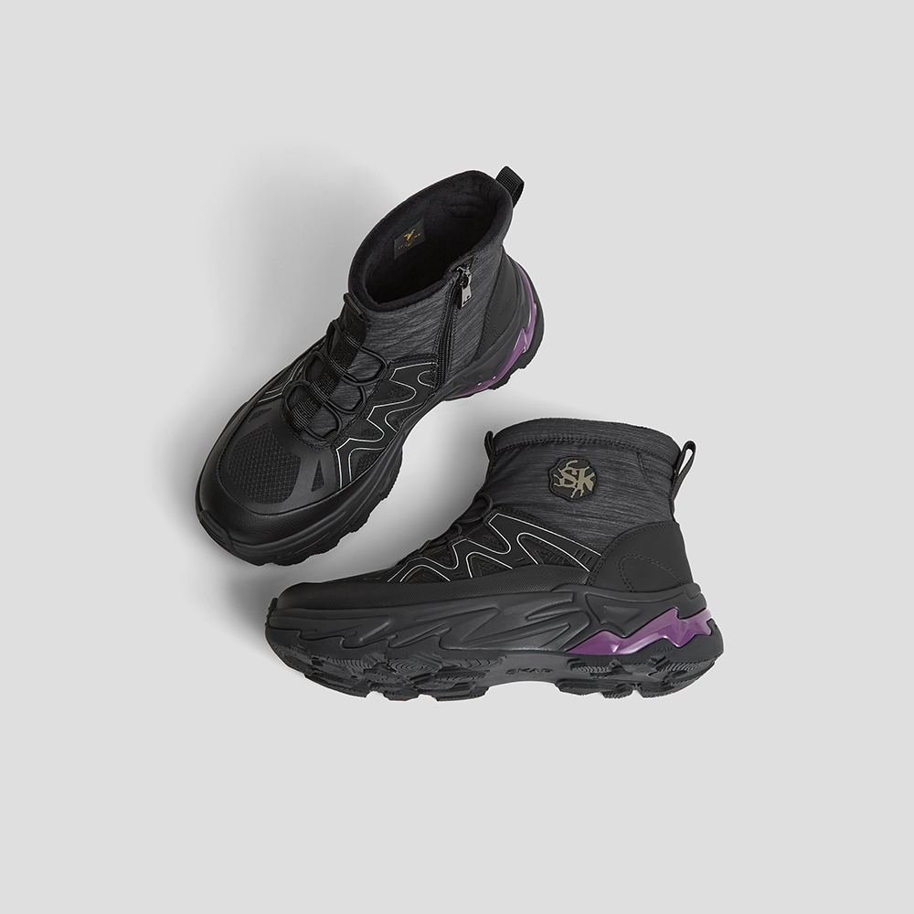 SKAP圣伽步女鞋2024冬季新款拉链厚底网面户外女款休闲运动靴