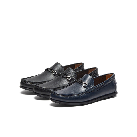 SKAP圣伽步男鞋2024秋季新款日常平跟豆豆鞋一脚蹬舒适男休闲皮鞋