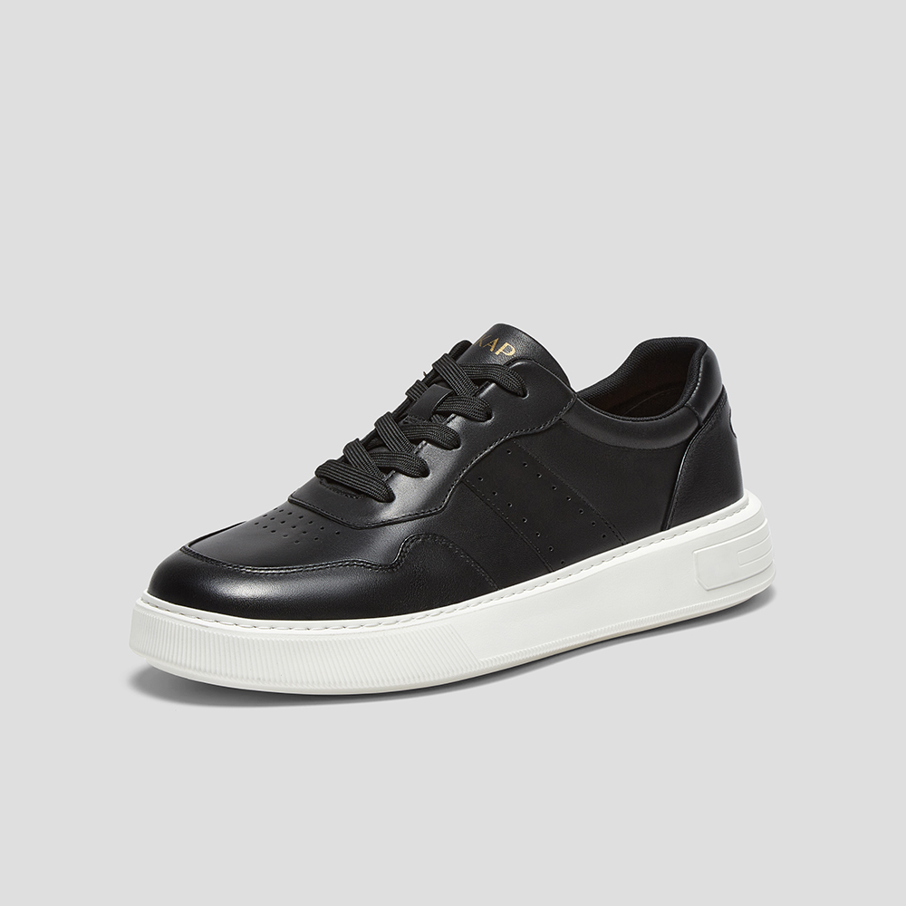 SKAP圣伽步男鞋2024秋季新款板鞋厚底系带简约舒适男款运动休闲鞋