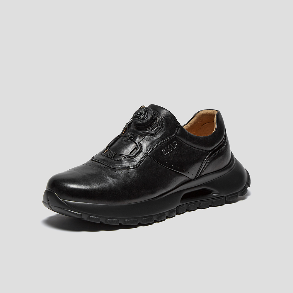 SKAP圣伽步男鞋2024秋季新款运动户外厚底旋扣舒适纯色男款休闲鞋