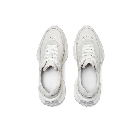 SKAP圣伽步女鞋2024秋季新款简约系带厚底撞色运动女休闲老爹鞋