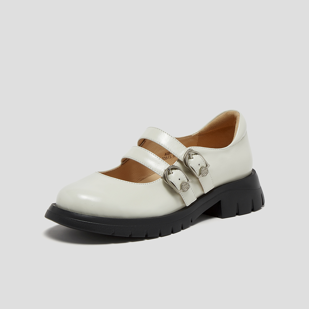 SKAP圣伽步女鞋2024秋季新款玛丽珍鞋舒适搭扣粗跟气质女款休闲鞋