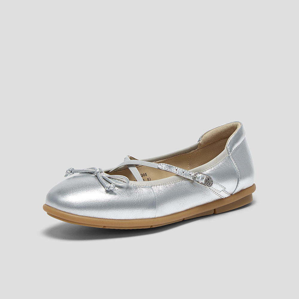 SKAP圣伽步女鞋2024秋季新款蝴蝶结平跟日常弹力舒适气质女休闲鞋