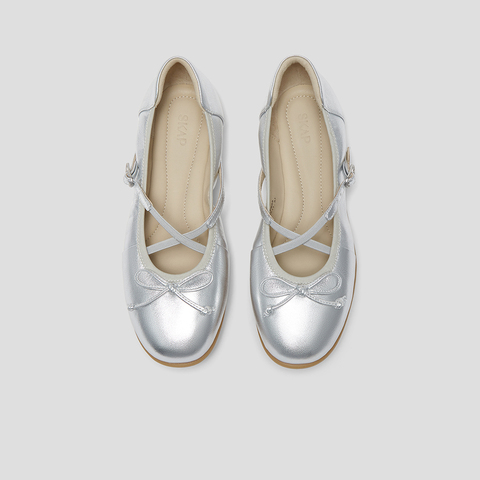 SKAP圣伽步女鞋2024秋季新款蝴蝶结平跟日常弹力舒适气质女休闲鞋