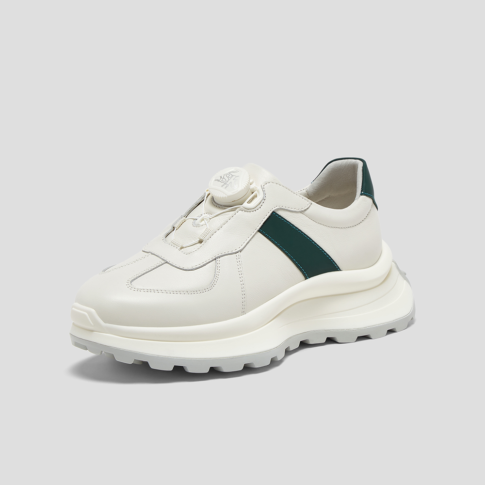 SKAP圣伽步女鞋2024秋季新款厚底撞色旋转扣舒适深口女老爹鞋