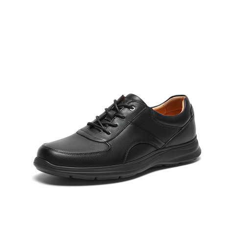 SKAP圣伽步男鞋2024秋季新款舒适轻质商务休闲系带纯色男士皮鞋