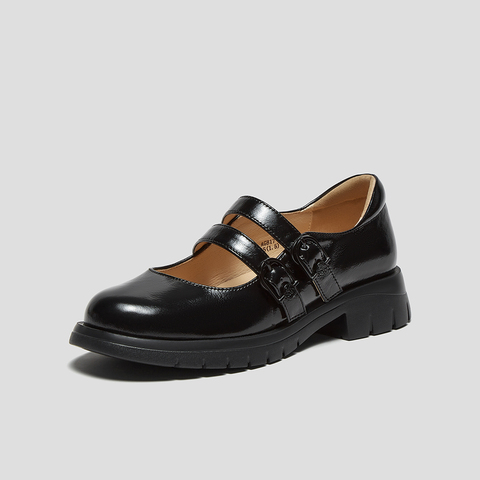 SKAP圣伽步女鞋2024秋季新款玛丽珍鞋舒适搭扣粗跟气质女款休闲鞋