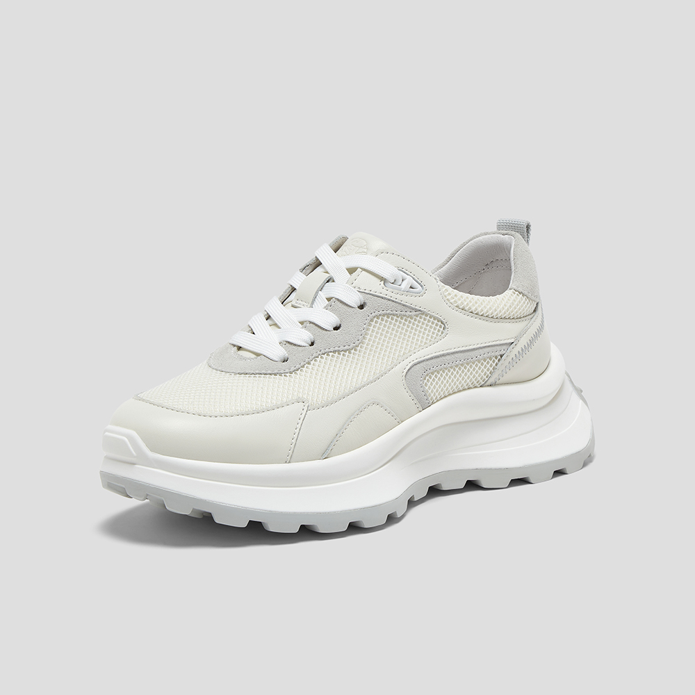 SKAP圣伽步女鞋2024秋季新款老爹鞋厚底系带日常拼色运动女休闲鞋