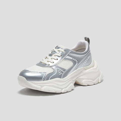 SKAP圣伽步女鞋2024秋季新款休闲老爹厚底舒适系带撞色女户外鞋