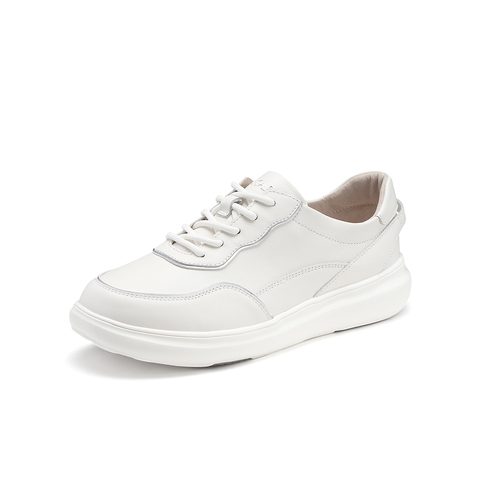 SKAP圣伽步女鞋2024秋季百搭系带舒适平底小白鞋女休闲鞋