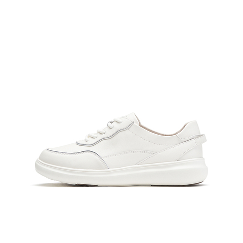 SKAP圣伽步女鞋2024秋季百搭系带舒适平底小白鞋女休闲鞋