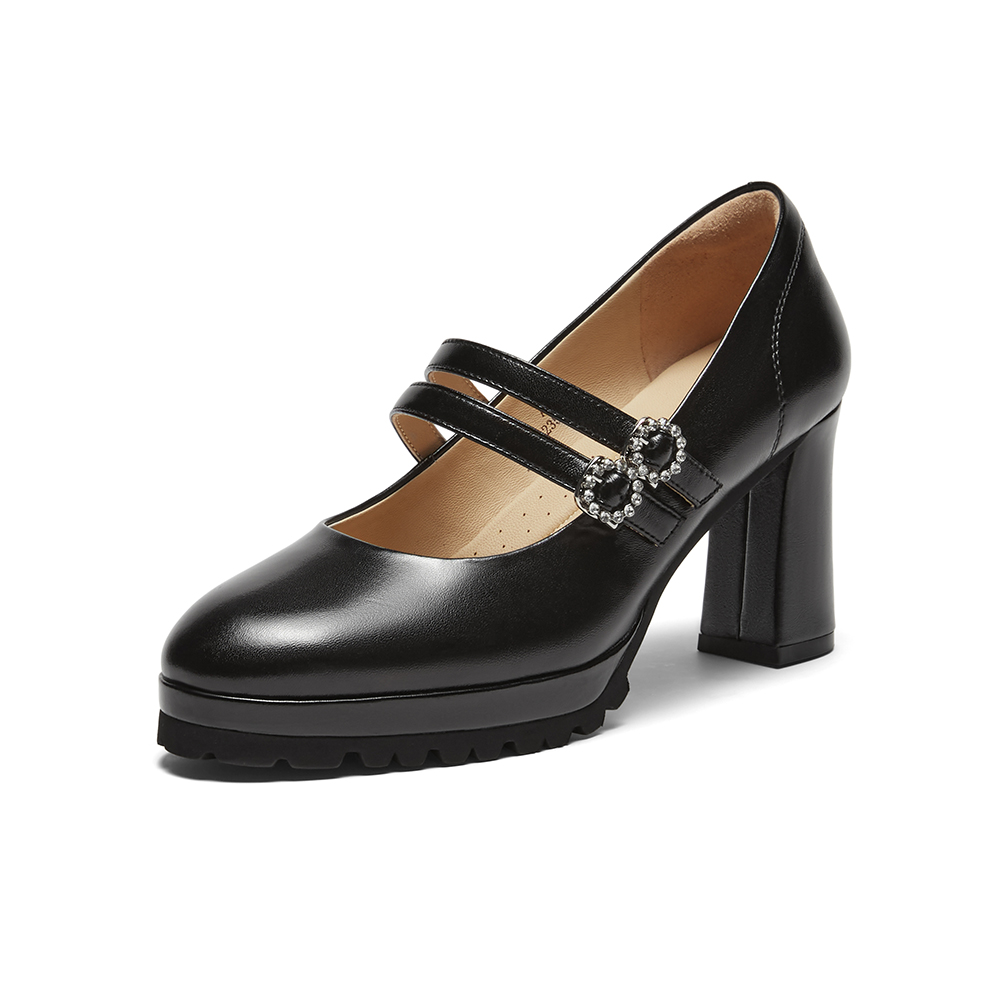 SKAP圣伽步2024秋季新款玛丽珍鞋商务气质舒适女士单鞋粗跟高跟鞋