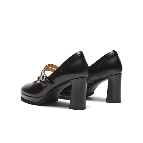 SKAP圣伽步2024秋季新款玛丽珍鞋商务气质舒适女士单鞋粗跟高跟鞋