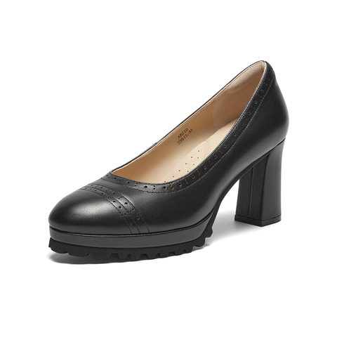 SKAP圣伽步2024秋季新款气质高跟鞋通勤方根套脚休闲浅口女款单鞋