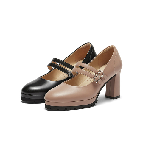 SKAP圣伽步2024秋季新款玛丽珍鞋商务气质舒适女士单鞋粗跟高跟鞋