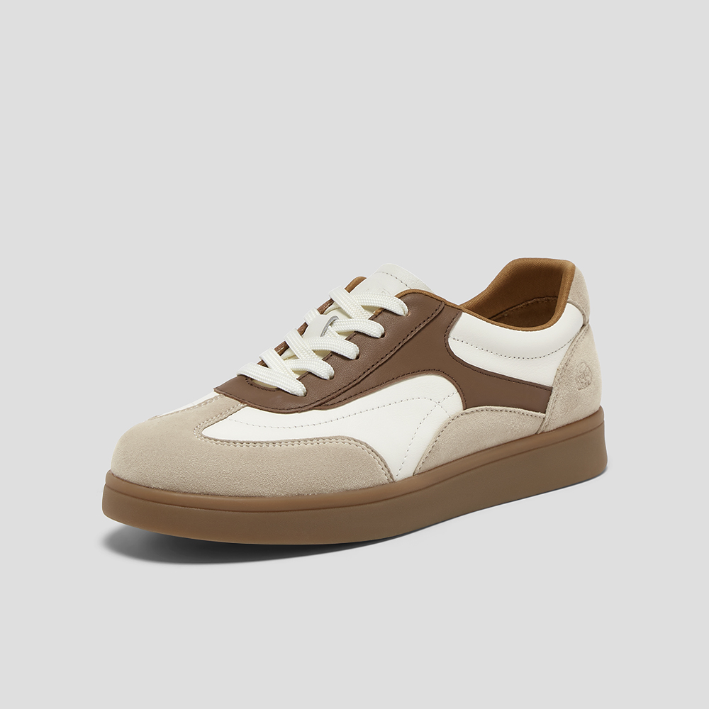 SKAP圣伽步女鞋2024秋季新款德训鞋百搭日常系带时尚拼色女休闲鞋