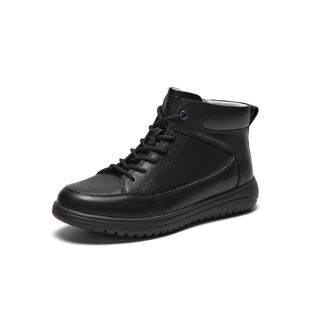 SKAP圣伽步女鞋2024冬季新款短靴运动皮靴平底高帮轻便女款休闲靴