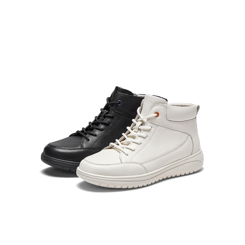 SKAP圣伽步女鞋2024冬季新款短靴运动皮靴平底高帮轻便女款休闲靴