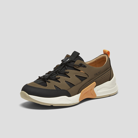 SKAP圣伽步男鞋2025春季新款系带厚底户外撞色男士休闲运动鞋
