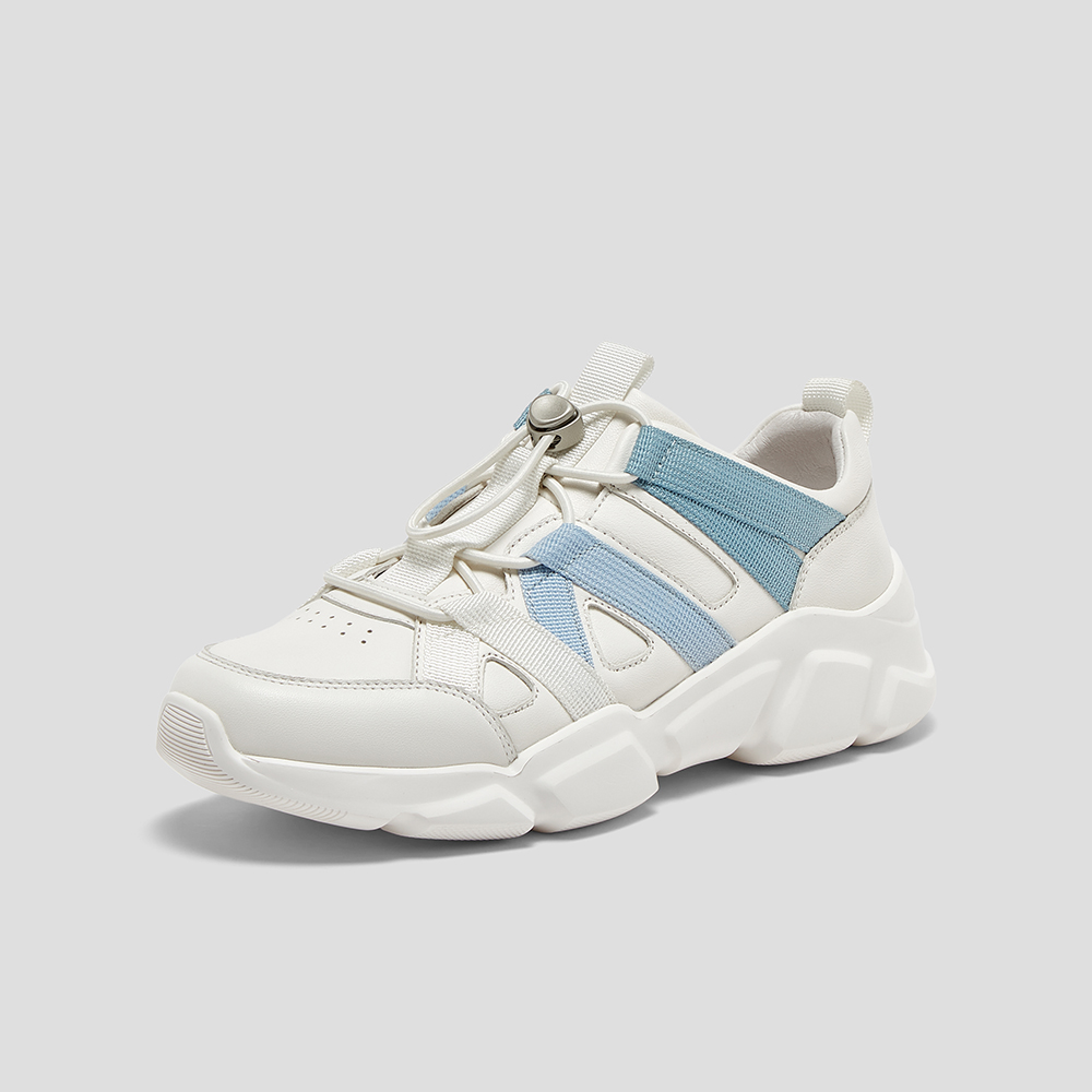 SKAP圣伽步女鞋2025春季新款系带厚底透气旅游户外女运动鞋