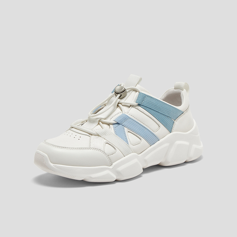 SKAP圣伽步女鞋2025春季新款系带厚底透气旅游户外女运动鞋