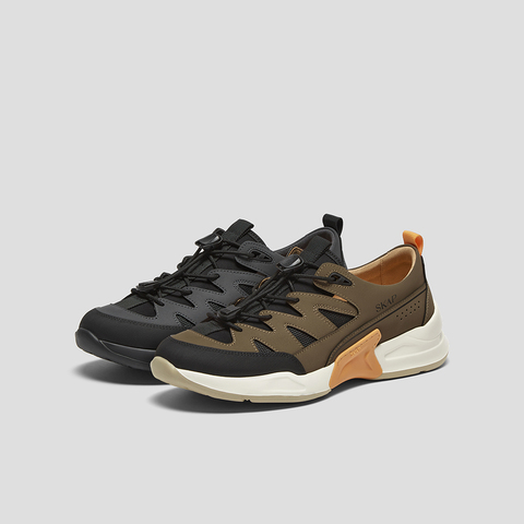 SKAP圣伽步男鞋2025春季新款系带厚底户外撞色男士休闲运动鞋